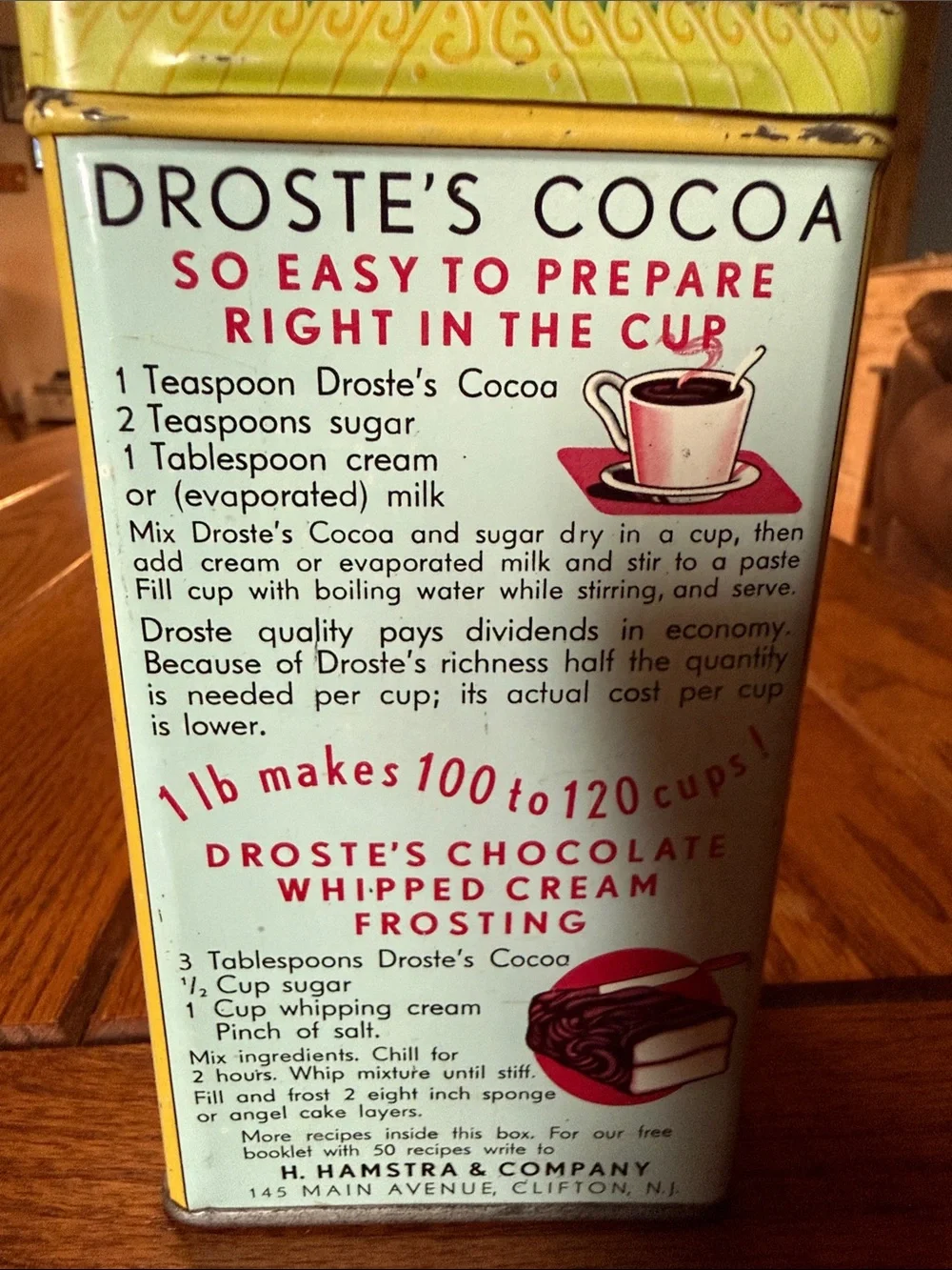 Droste's Cocoa Vintage Red Tin with Green Lid
